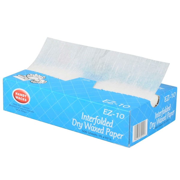 Handy Wacks 10"x10.75" Economy Grade Interfolded Deli Dry Wax Paper, PK6000 - EZ-10N