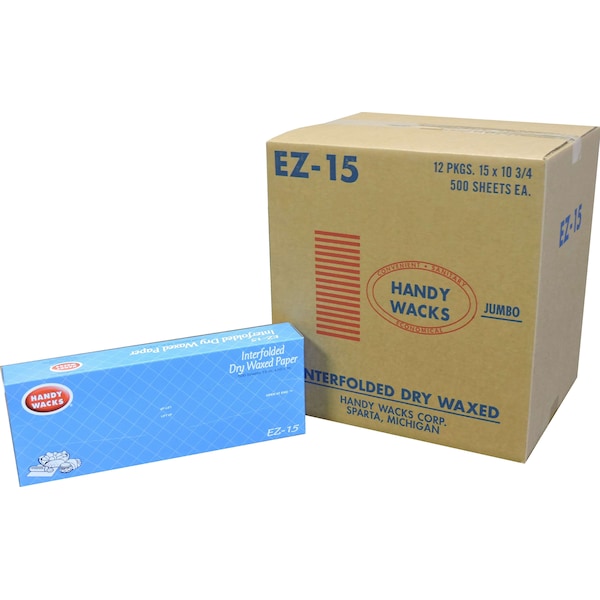 Handy Wacks Handy Wacks 15"x10.75" Interfolded Dry Wax Deli Paper, PK6000 - EZ-15N