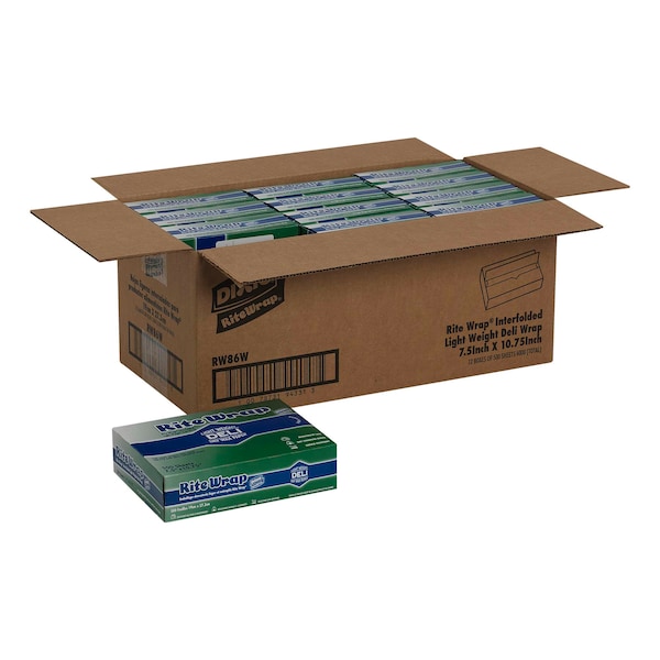 Rite-Wrap Interfolded Light Weight Dry Waxed Deli Papers 7.5x10.5 Sheets, PK6000 - RW86W
