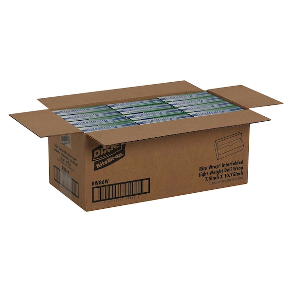 Rite-Wrap Interfolded Light Weight Dry Waxed Deli Papers 7.5x10.5 Sheets, PK6000 - RW86W