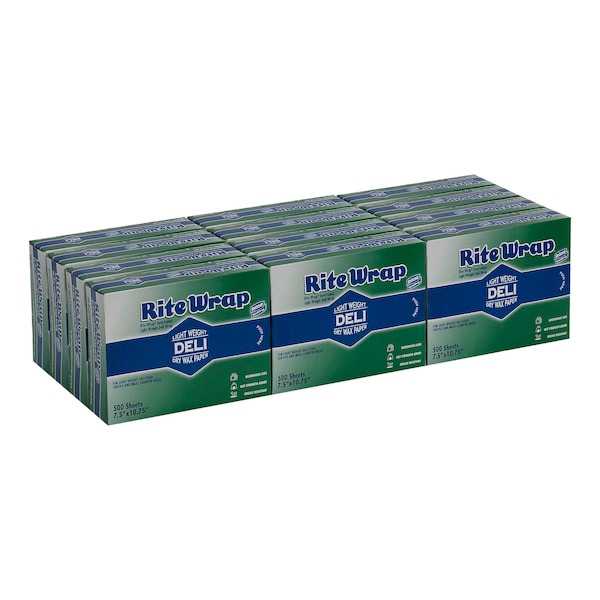 Rite-Wrap Interfolded Light Weight Dry Waxed Deli Papers 7.5x10.5 Sheets, PK6000 - RW86W