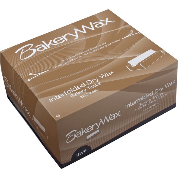 Bagcraft EcoCraft Interfolded Dry Wax Bakery Tissue, 6 x 10 3/4, White, PK10000 - P010006