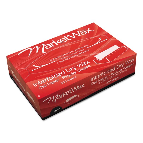 Bagcraft Interfolded Dry Wax Deli Paper, 8" x 10-3/4", White, PK6000 - P011008