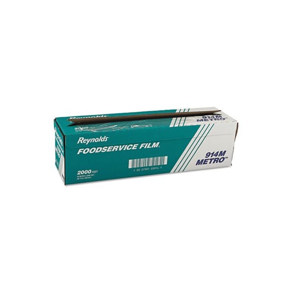 Reynolds Reynolds, METRO LIGHT-DUTY PVC FILM ROLL WITH CUTTER BOX, 18in X 2000 FT, CLEAR - 914M