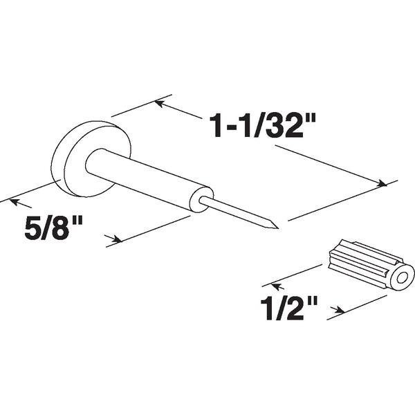 Prime-Line 1-1/16 in. Steel Pin with Plastic Bushing, Window Grid Retainer 6 Pack - L 5895