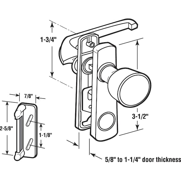 Prime-Line Tulip Knob Latch, 1-3/4 in. Mounting Holes, Black Single Pack - K 5001