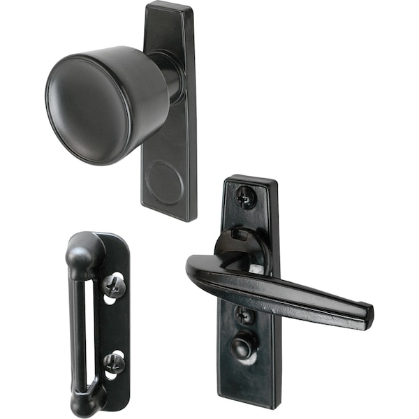 Prime-Line Tulip Knob Latch, 1-3/4 in. Mounting Holes, Black Single Pack - K 5001