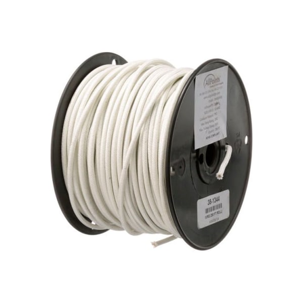 Allpoints Allpoints 38-1344 High Temperature Wire, No 12 Gauge, Stranded SF2, White, 250' Roll - 381344