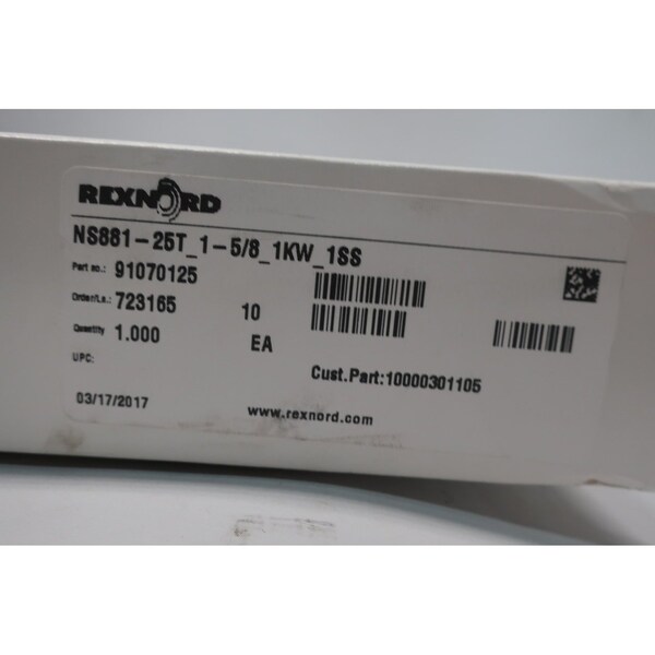 Rexnord Ns881-25T-1-5/8-1Kw-1Ss 25T 1-5/8In Single Conveyor Sprocket - NS881-25T-1-5/8-1KW-1SS