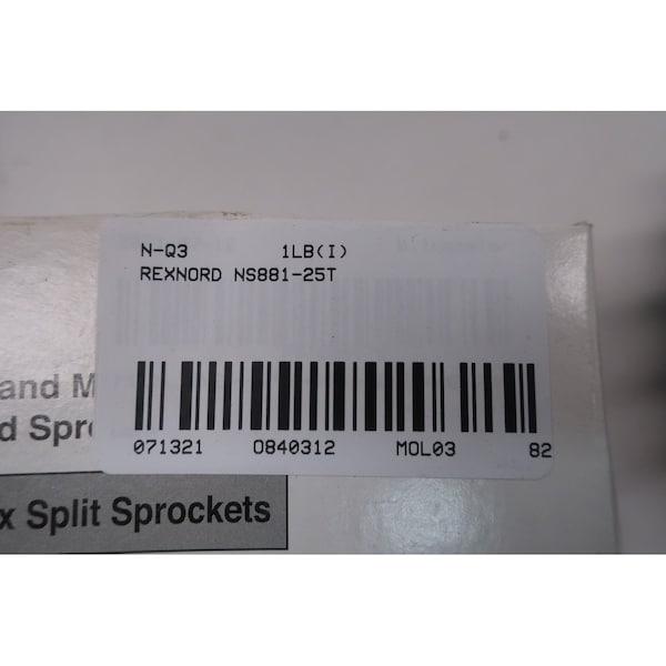 Rexnord Ns881-25T-1-5/8-1Kw-1Ss 25T 1-5/8In Single Conveyor Sprocket - NS881-25T-1-5/8-1KW-1SS