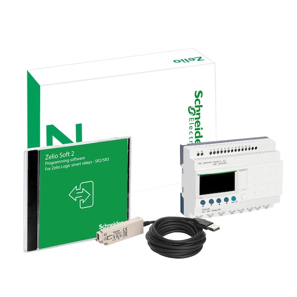 Paquetes de descubrimiento compactos de Schneider Electric, Zelio Logic, paquete de descubrimiento de relés inteligentes, 20 E/S, 100...240 V CA - SR2PACK2FU