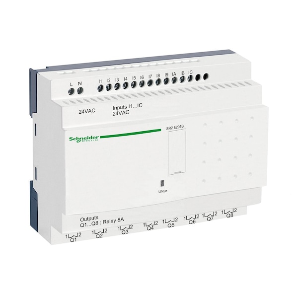 Relé inteligente compacto Telemecanique Sensors, Zelio Logic SR2 SR3, 20 E/S, 24V CA, reloj, sin pantalla - SR2E201B.