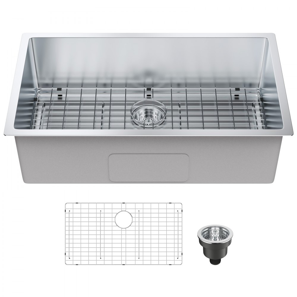 VEVOR Kitchen Sink, 304 Stainless Steel Drop-In Sinks, Undermount Single Bowl Basin with Accessories(Pack of 3), Household Dishwasher Sinks for Workstation, RV, Prep Kitchen, and Bar Sink, 32 inch - QRSSCTXPDCY32WYR7V0