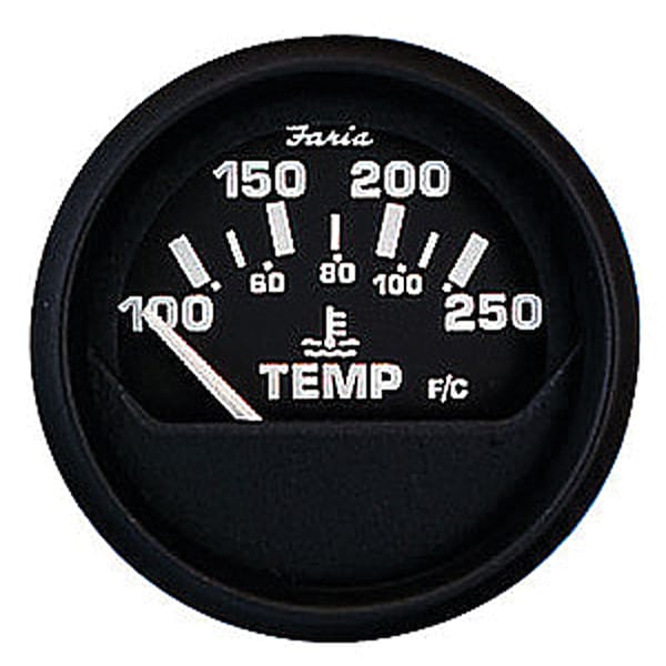 Faria Beede Instruments Faria 12812 Euro Water Temperature Gauge 100-250 Degrees F - 2, Black - 12812