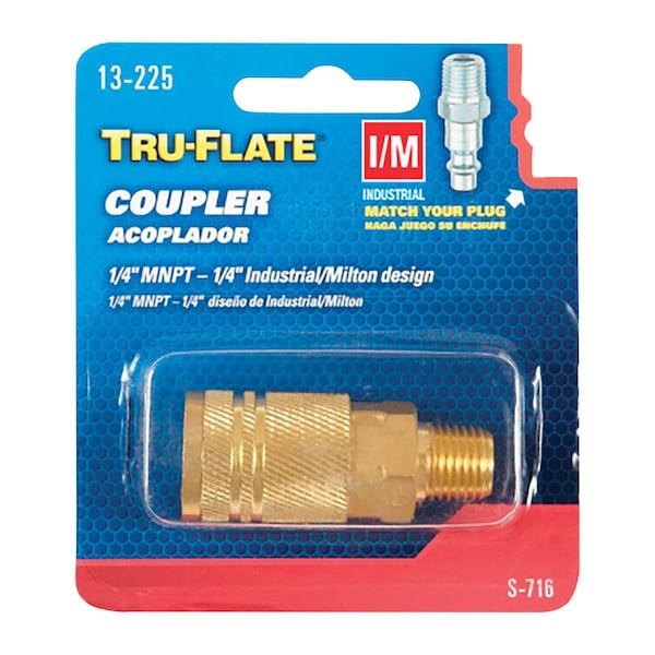 Tru-Flate Tru-Flate Brass Quick Change Coupler 1/4 Male 1 pc - 13225