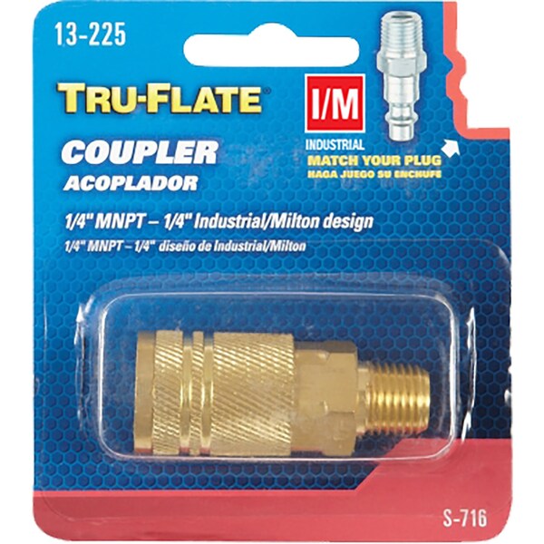 Tru-Flate Tru-Flate Brass Quick Change Coupler 1/4 Male 1 pc - 13225
