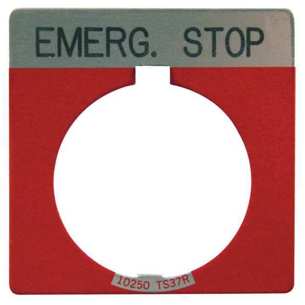 Placa de leyenda Eaton Cutler-Hammer, cuadrada, de paro de emergencia, roja - 10250TS13