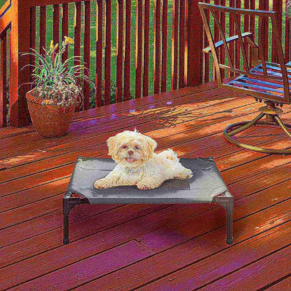 Pet Adobe Elevated Pet Bed, Portable Raised Cot-Style with Non-Slip Feet, 24.5"x 18.5"x 7" for Pets (Gray) - 194304ISR