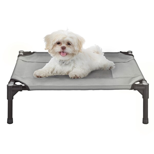 Pet Adobe Elevated Pet Bed, Portable Raised Cot-Style with Non-Slip Feet, 24.5"x 18.5"x 7" for Pets (Gray) - 194304ISR
