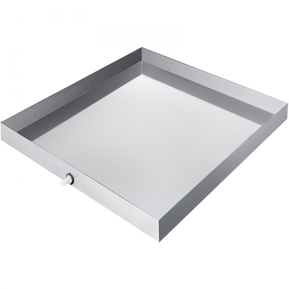 VEVOR 32 x 32 x 2.5 Inch Washing Machine Pan 18 GA Thickness 304 Stainless Steel Heavy Duty Compact Washer Drip Tray with Drain Hole & Hose Adapter - SC32X32X2.5YC0001V0