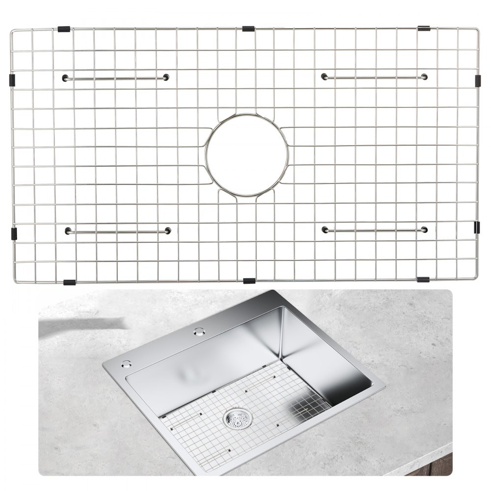 VEVOR Sink Protector Grid, 28.5"x15.6" Stainless Steel Sink Grates, Centered Drain Sink Grates with R20 Corner Radius, Large Sink Bottom Grids, Universal Bowl Rack Sink Accessories For Kitchen Sink - SCBHDJ12815INYUWWV0