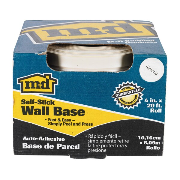 M-D M-D Building Products 4 in. H X 0.08 in. W X 20 ft. L Self-Stick Almond Vinyl Wall Base - 93229