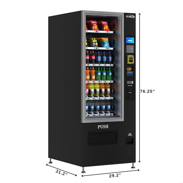 Koolmore Refrigerated Snack and Drink Vending Machine w/ 36Slots, Credit Card Reader and Coin/Bill Acceptor - KM-VMR-30-BCR