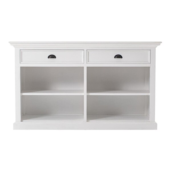 Homeroots 33.46 x 57.09 x 19.69 in. Modern Farm White Two Drawer Buffet Server - 388225