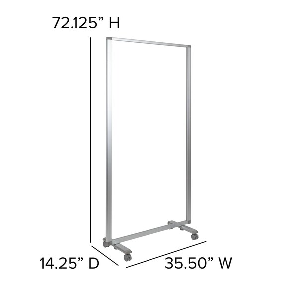 Flash Furniture Transparent Mobile Partition, 72"H x 36"L - BR-PTT002-1-AC-90183-GG