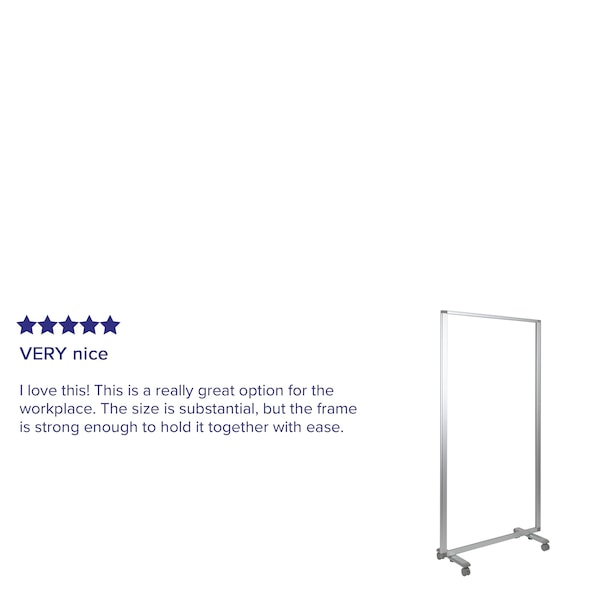 Flash Furniture Transparent Mobile Partition, 72"H x 36"L - BR-PTT002-1-AC-90183-GG