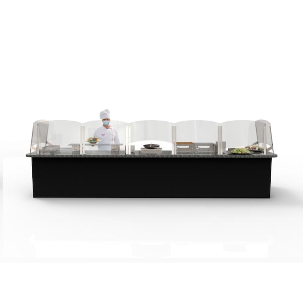 Rosseto Serving Solutions Avant Guarde Shield + Serve 48 in Clear Buffet Sneeze Guard with 15 Tall Pass Through, 1 EA - AG204