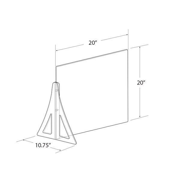 Azar Displays 20" x 20" Single Leg Partition Shield, PK2 - 179890-187