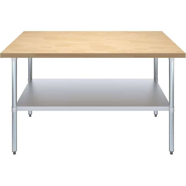 Amgood 30 in. x 60 in. Maple Wood Top Work Table with Adjustable Undershelf - MWWT-3060-Z