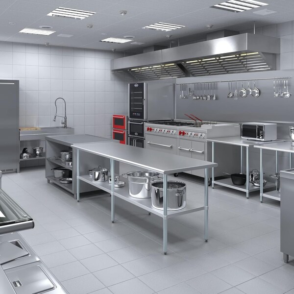 Amgood 36 in. x 96 in. Stainless Steel Table - WT-3696-Z