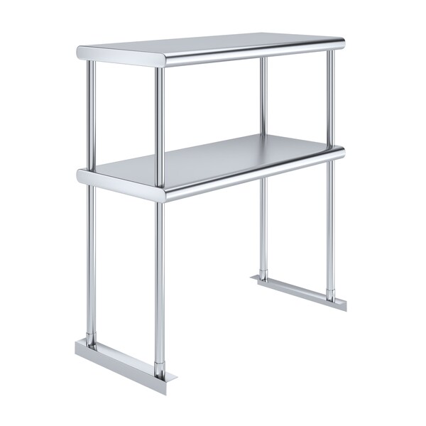 Amgood 14 in. x 30 in. AmGood Stainless Steel Double Deck Over Shelf - DOS-1430-Z