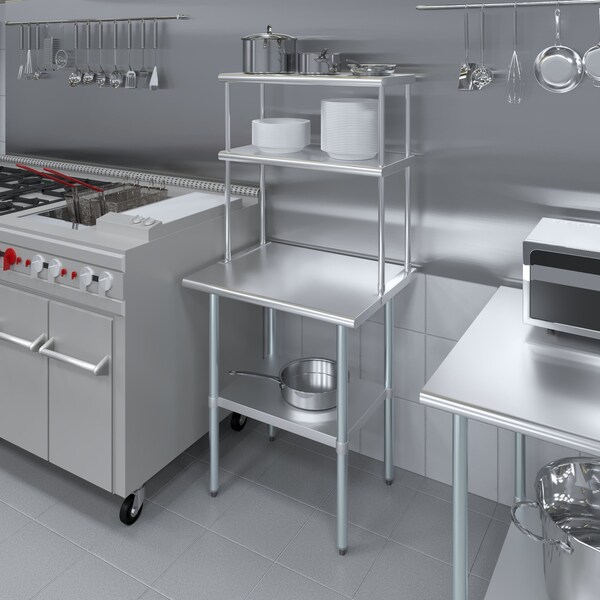 Amgood 14 in. x 30 in. AmGood Stainless Steel Double Deck Over Shelf - DOS-1430-Z