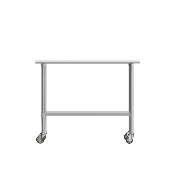 Flash Furniture Rawcliffe Work Table, 18 Gauge Stainless Steel Top Shelf, Undershelf and 4 Casters w/2 Locking - NH-WT-2448-CAS-GG