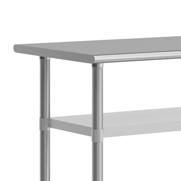 Flash Furniture Rawcliffe Stainless Steel Work Table 24in. x 48in. w/2 Undershelves and 4 Casters w/2 Locking - NH-WT-GU-2448-CAS-GG