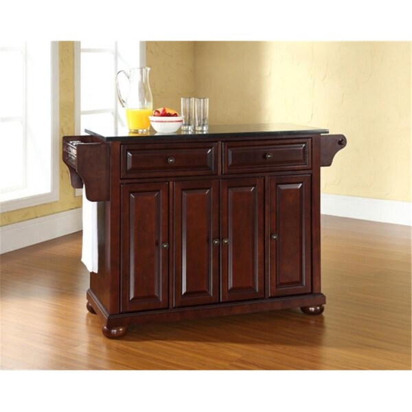 Modern Marketing Concepts Alexandria Solid Black Granite Top Kitchen Island In Vintage Mahogany Finish - KF30004AMA