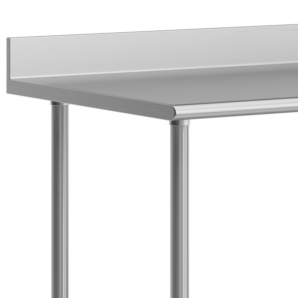 Flash Furniture Reese 30in. x 60in. Work Table, SS Top Shelf, 4in. Backsplash, Adjustable Undershelf, 4 Casters - NH-WT-3060-GG-B4-CAS-GG