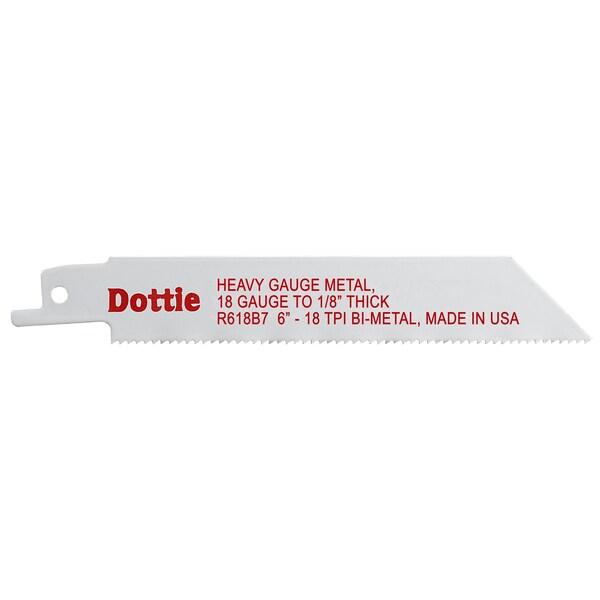 Dottie 6" L x Heavy Gauge Metal, 18 Gauge to 1/8" Thickness Cutting Reciprocating Saw Blade - R618B7