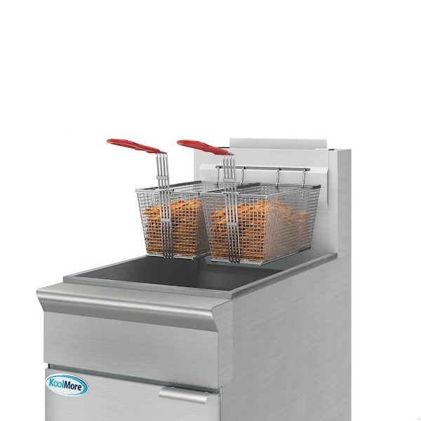 Koolmore 40 lb. Floor Standing Natural Gas Commercial Fryer with 90,000 BTU in Stainless-Steel, ETL Listed - KM-FDF40-NG