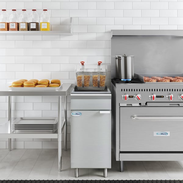 Koolmore 40 lb. Floor Standing Natural Gas Commercial Fryer with 90,000 BTU in Stainless-Steel, ETL Listed - KM-FDF40-NG