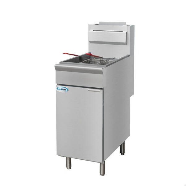 Koolmore 40 lb. Floor Standing Natural Gas Commercial Fryer with 90,000 BTU in Stainless-Steel, ETL Listed - KM-FDF40-NG