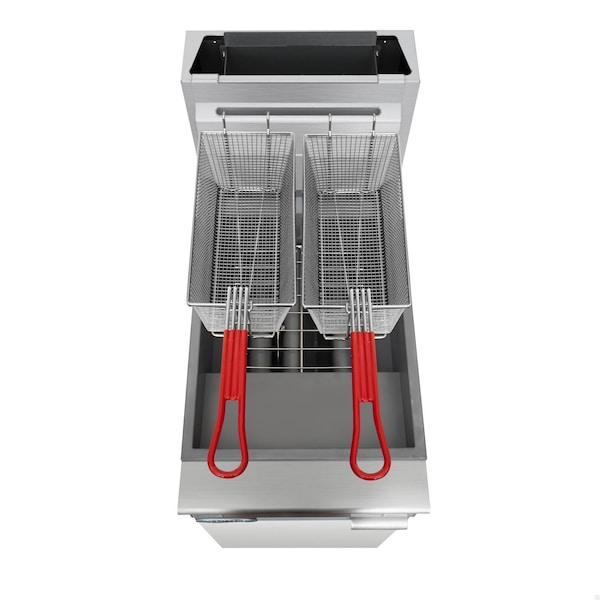 Koolmore 40 lb. Floor Standing Natural Gas Commercial Fryer with 90,000 BTU in Stainless-Steel, ETL Listed - KM-FDF40-NG