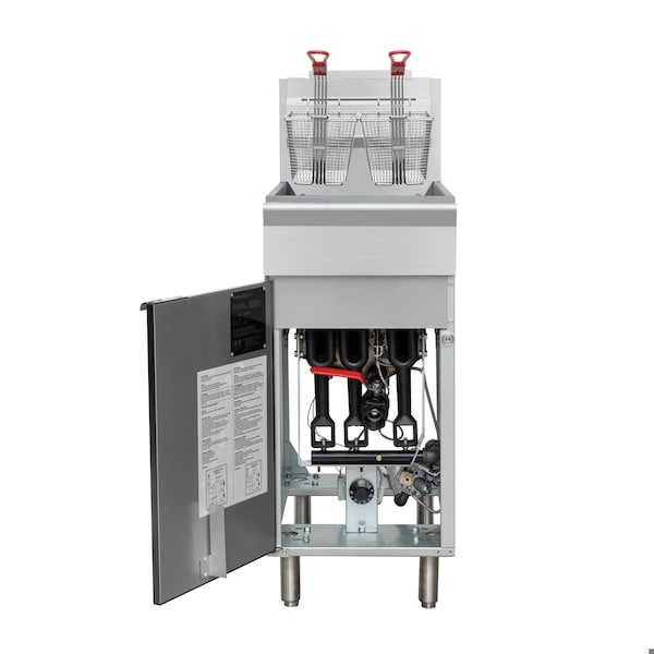 Koolmore 40 lb. Floor Standing Natural Gas Commercial Fryer with 90,000 BTU in Stainless-Steel, ETL Listed - KM-FDF40-NG