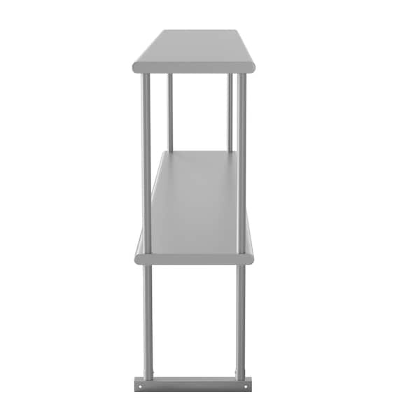 Flash Furniture Reese 430 Stainless Steel 18 Gauge NSF Certified 72-in x 12-in Metal Kitchen Double Overshelf - NH-OSD-1272-GG