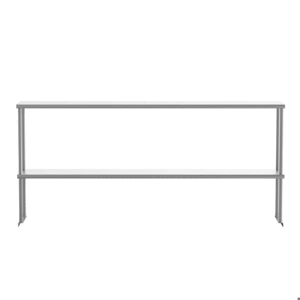Flash Furniture Reese 430 Stainless Steel 18 Gauge NSF Certified 72-in x 12-in Metal Kitchen Double Overshelf - NH-OSD-1272-GG