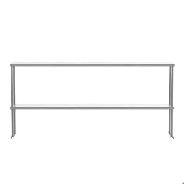 Flash Furniture Reese 430 Stainless Steel 18 Gauge NSF Certified 72-in x 12-in Metal Kitchen Double Overshelf - NH-OSD-1272-GG