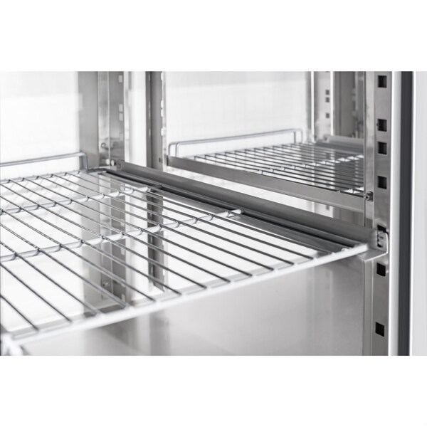 Koolmore 79 in. Three-Door Refrigerated Granite Top Pizza Prep Station w/ Refrigerated Condiment Pan Holder - KM-RPCPS-2D79-GRT